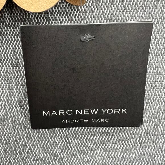 Marc New York Women's Faux Leather Cut Out Design Raw Edge Beige Jacket Size L - Picture 8 of 13